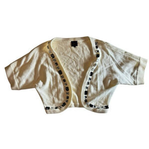 Vintage Y2K 90s Baby Doll Crop Cardigan Sweater Bejeweled High Glam Animal Print